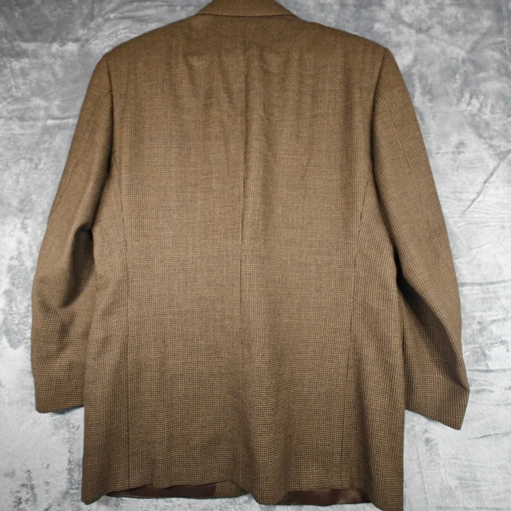 Canali Blazer Mens 44 Brown Micro Check Two Button Wool Sport Coat Italy